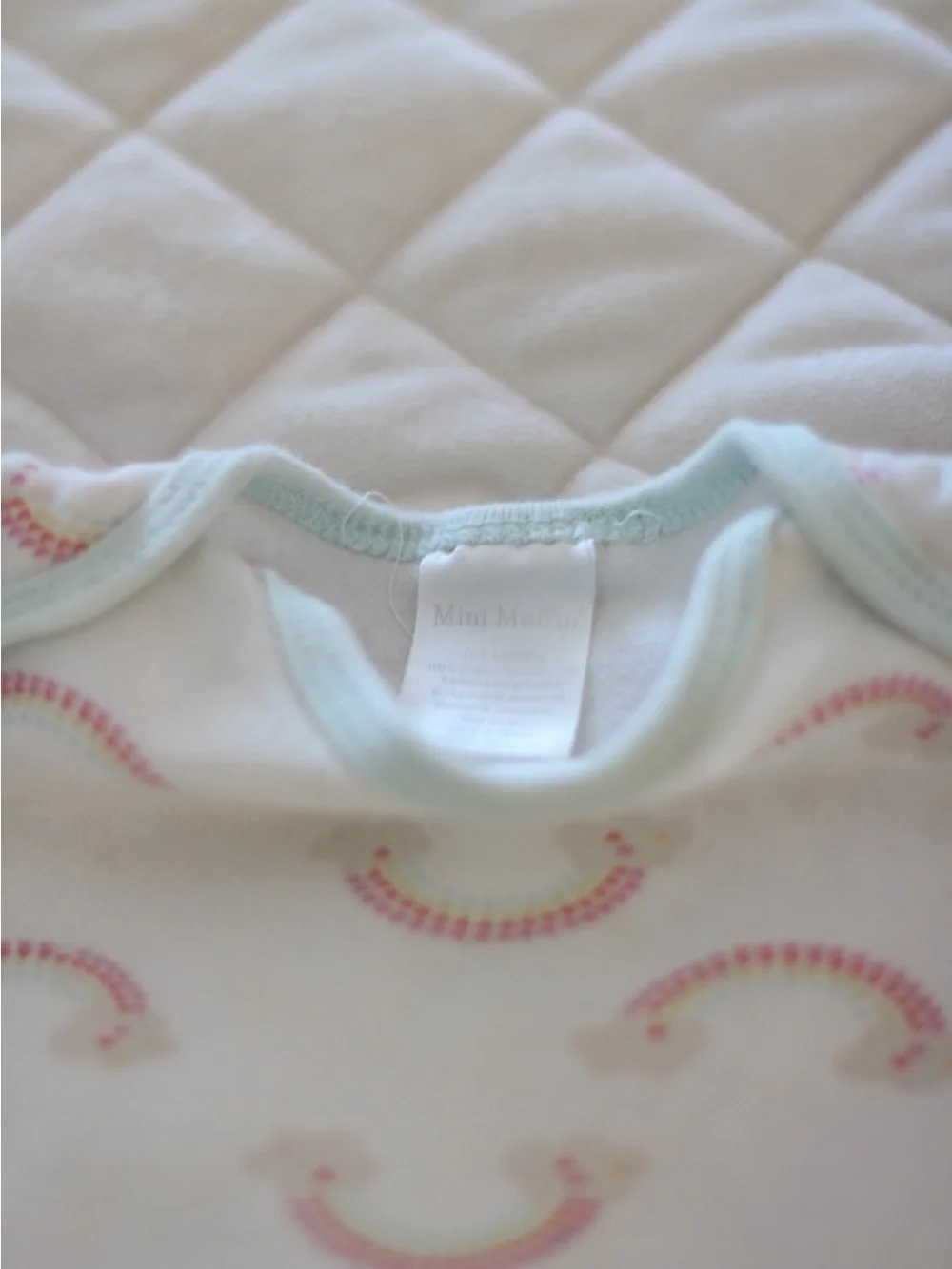 White Baby Onesie with Pink Rainbow Print